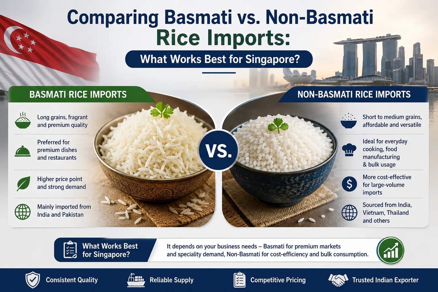 Comparing Basmati vs. Non-Basmati Rice Imports: What Works Best for Singapore?