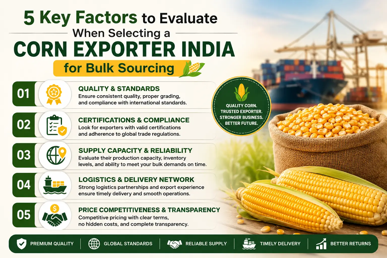 5 Key Factors to Evaluate When Selecting a Corn Exporter in India for Bulk Sourcing