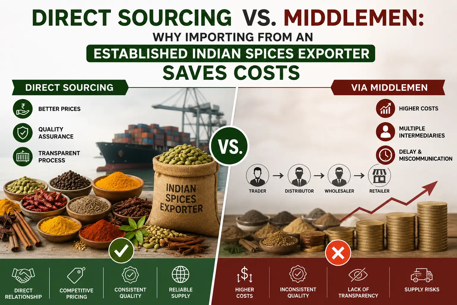 Direct Sourcing vs. Middlemen: Why Importing from an Established Indian Spices Exporter Saves Costs
